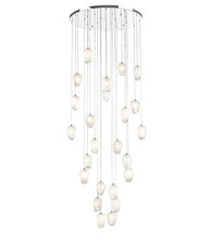 Bethel International YS100C32CH - 24-Light Chrome Chandelier With White Glass Pendants